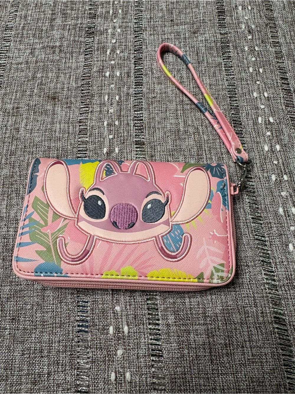 Lilo & Stitch Pink Tropical Disney Store Angel Zip Around Bifold Wallet Wristlet
